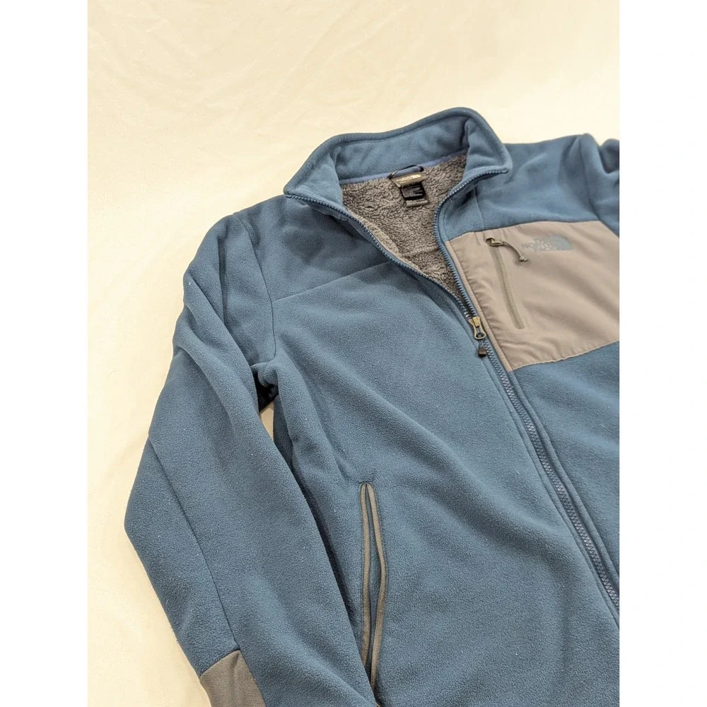 North Face Jacket Mens Medium Blue Fleece Full‎ Zip Sherpa Lined Outdoor Warm